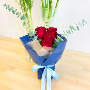 I Love You 3 Red Rose Bouquet with Green