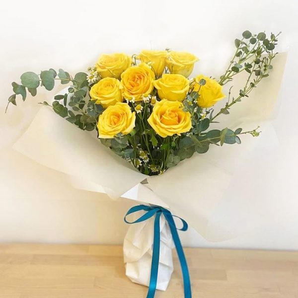 I Love You 9 Yellow Rose Bouquet with Green