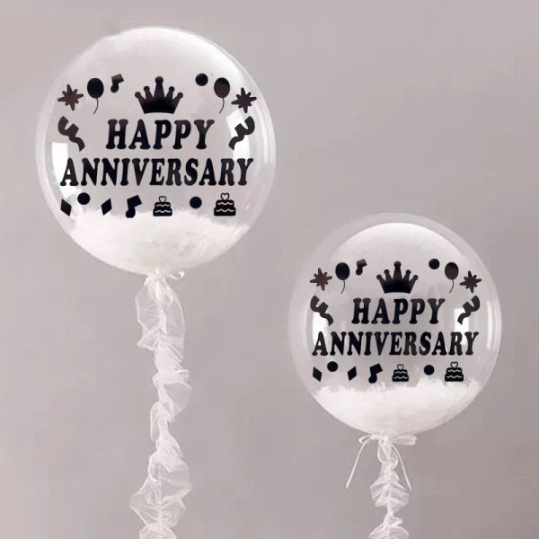 Happy Anniversary Black Wording Balloon