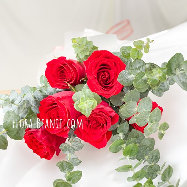 Red Rose and Eucalyptus Bouquet