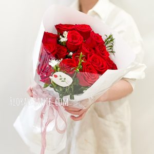 Red Rose and Greens Bouquet