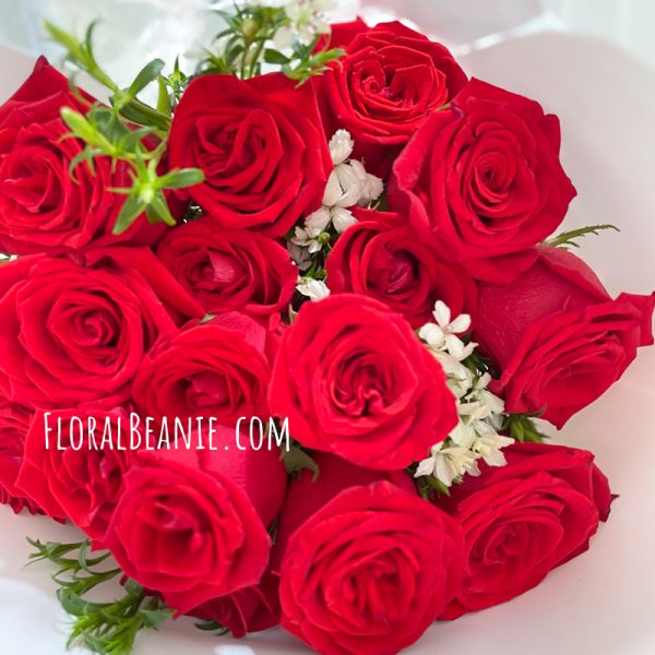 Red Rose and Greens Bouquet