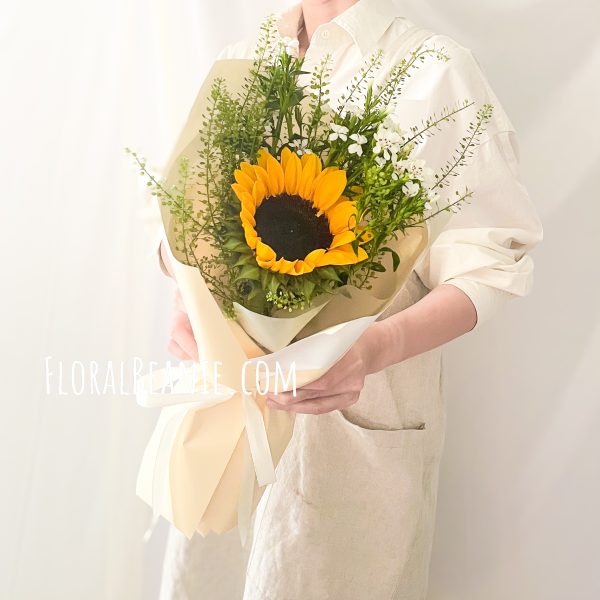 Sunflower and Greens Bouquet
