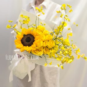 Sunflower and Yellow Rose Bouquet