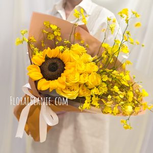[Gold] Sunflower and Yellow Rose Bouquet