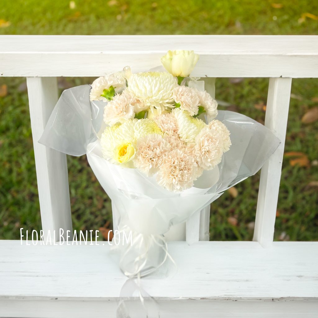 White Chrysanthemum Rose and Carnation Condolence Bouquet