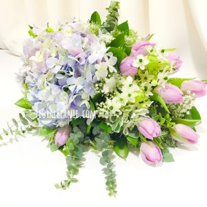 Purple Hydrangea and Tulip Bridal Bouquet