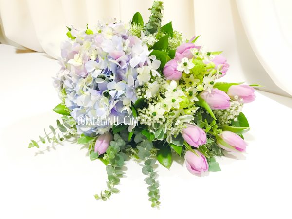 Purple Hydrangea and Tulip Bridal Bouquet