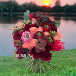 Burgundy Sunset Lotus Bouquet
