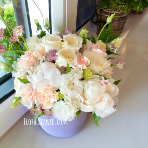 Peony Carnation Box Arrangement