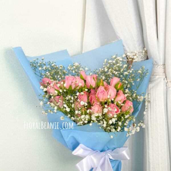 Lovely Pink Rose Bouquet with Babys Breath