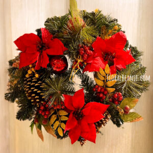 Flower Wreath 44 Poinsettias Christmas Wreath Singapore