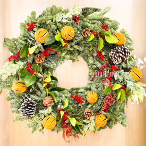 Flower Wreath 39 Round Orange Christmas Wreath