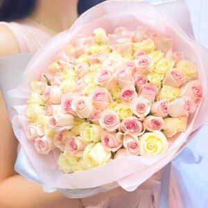 Flower Delivery Singapore 18 Pink and White 99 Rose Bouquet