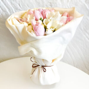 Flower Delivery Singapore 1 Pink and White Soft Tulip Bouquet